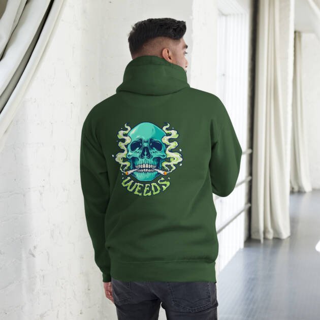 Skull Smoking Weed - Backside Printed - Unisex Hoodie