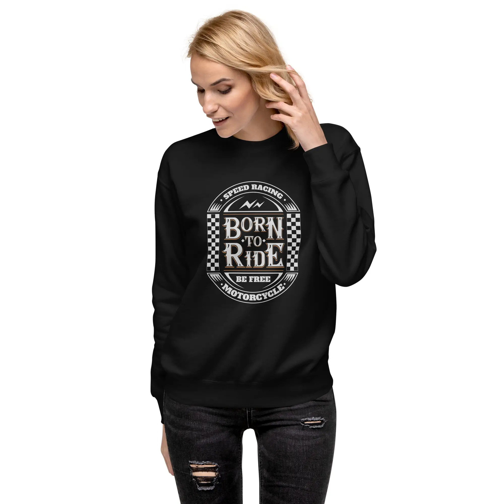 Born to Ride Unisex Premium Sweatshirt - Image 3
