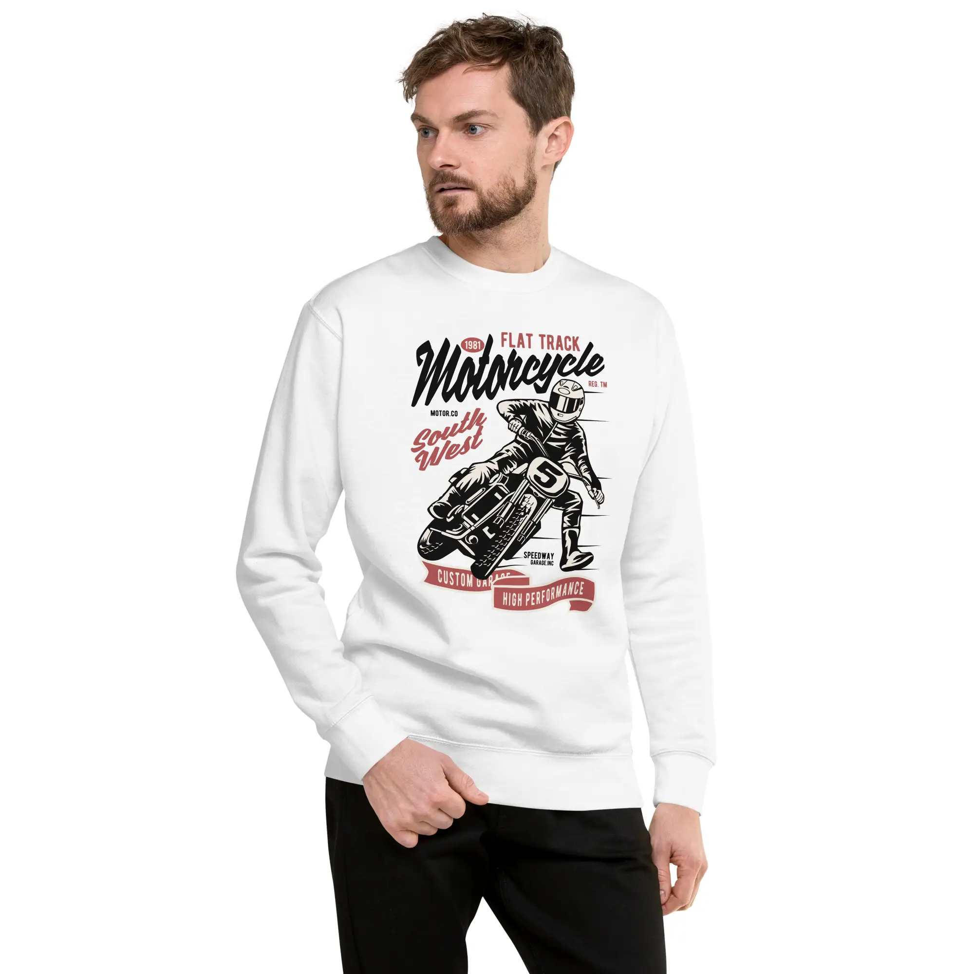 Flat track motorcycle Unisex Premium Sweatshirt - Image 2