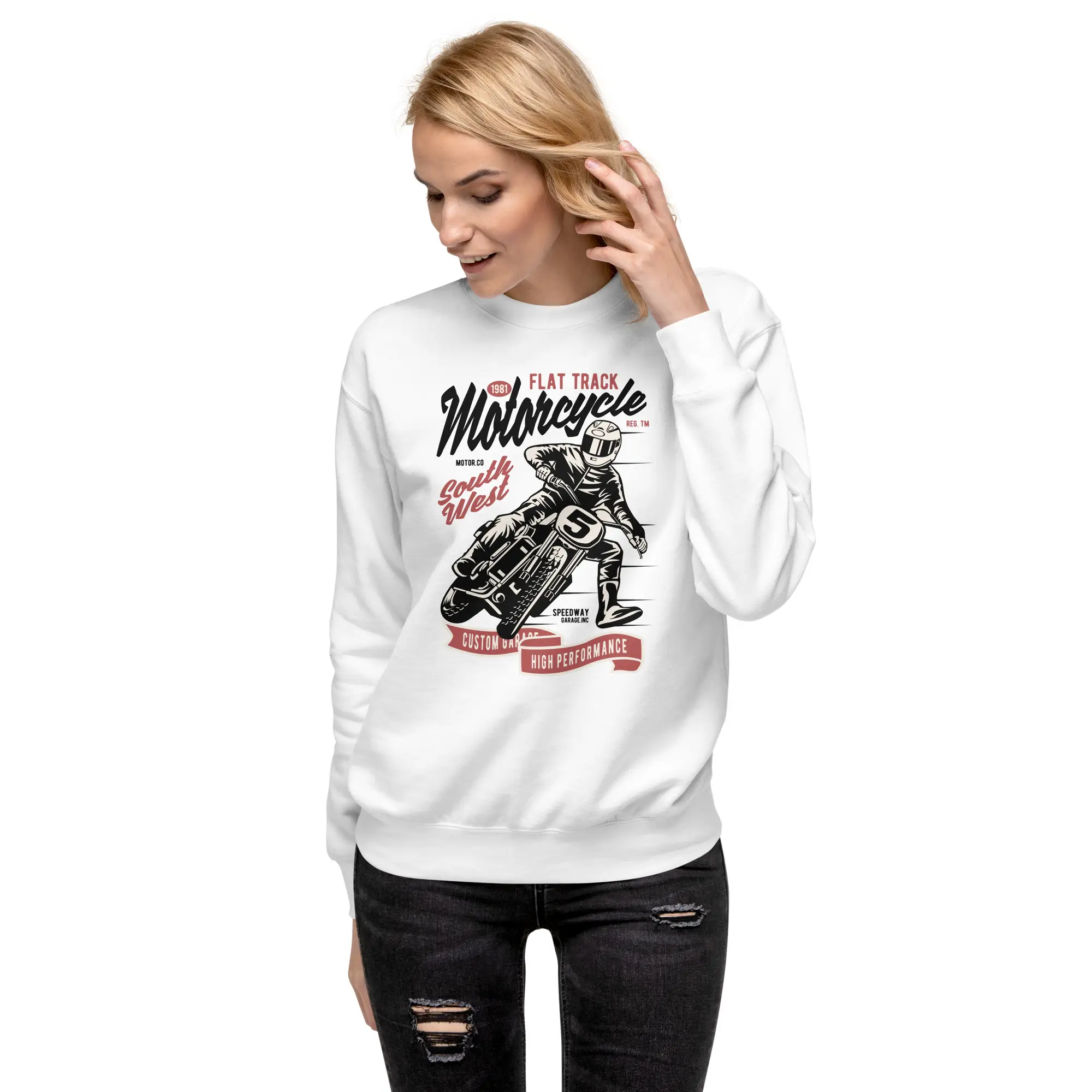 Flat track motorcycle Unisex Premium Sweatshirt - Image 3